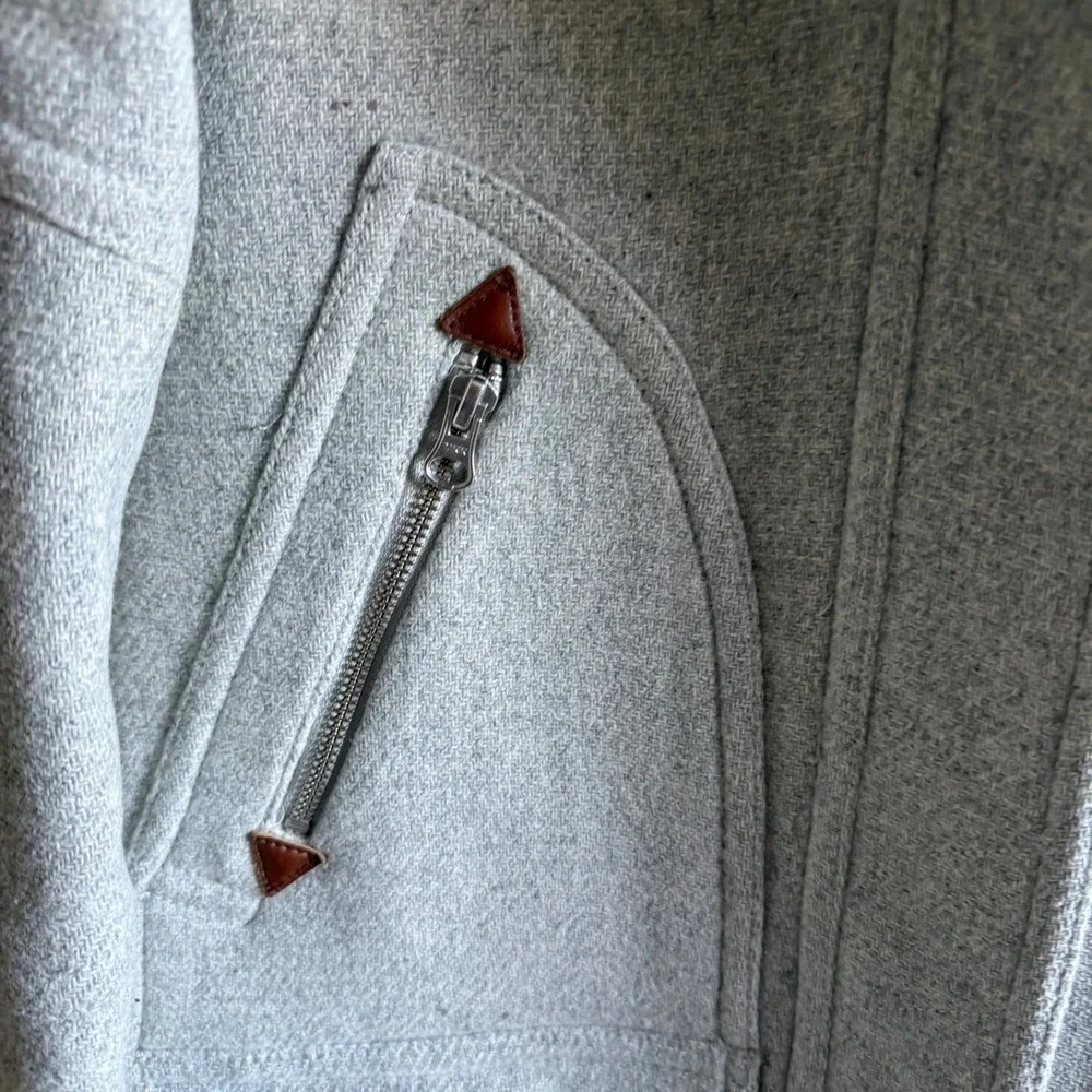 J.Crew Stadium Cloth Nello Gori Wool Blend Hooded Coat Gray Parka Size 00 - Picture 4 of 16
